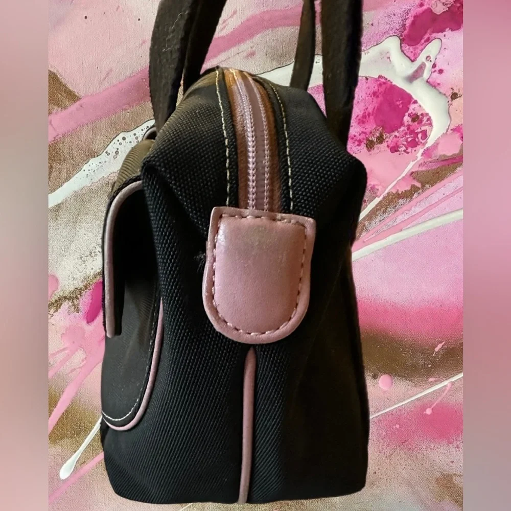 Cole Haan Black Nylon & Pink Leather Shoulder Bag